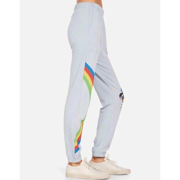 LAUREN MOSHI // ltd ed dola rainbow peace skull blue vintage feel pocket joggers - Picture 10 of 15